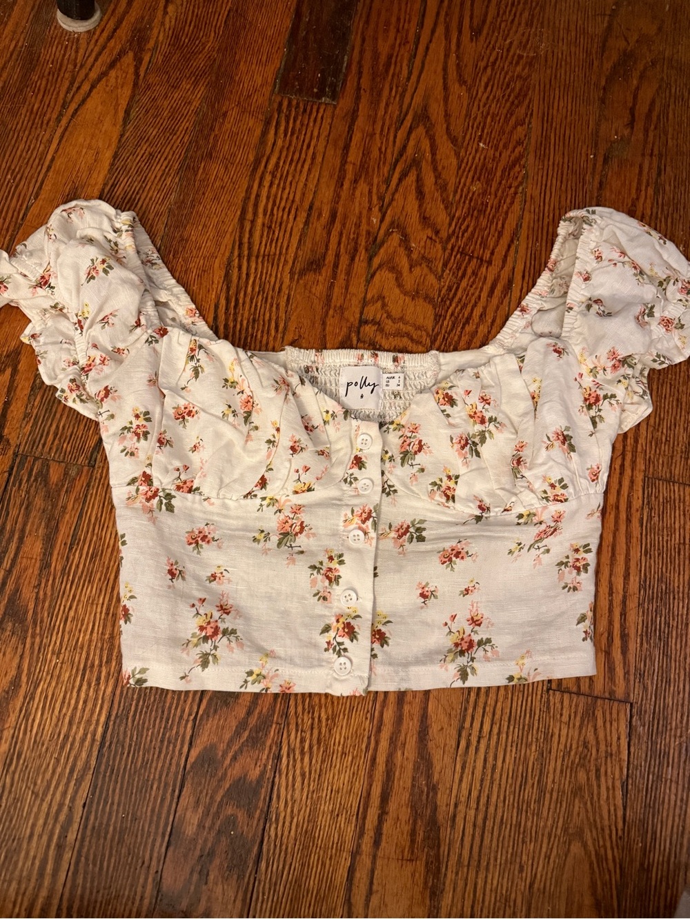Princess Polly Crop Button Up Floral Shirt size 2